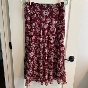 AE Floral Chifon Midi Skirt